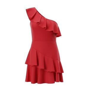 BCBGMaxAzria Vibrant Red One-Shoulder Dress